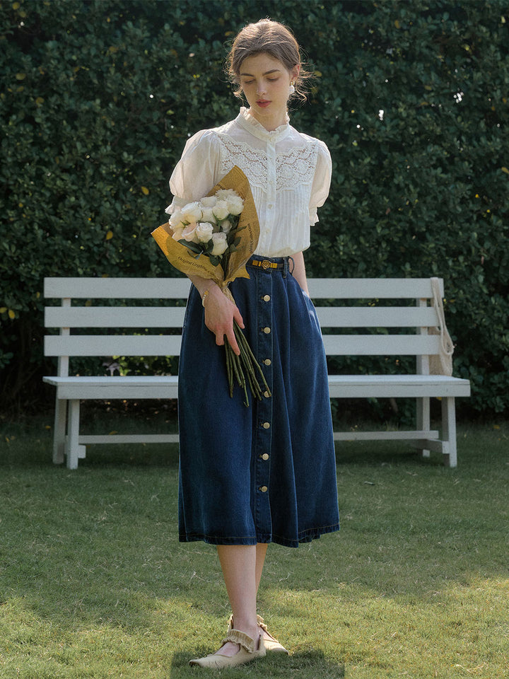 Thymiane | Spitzen Bluse Kurzarm