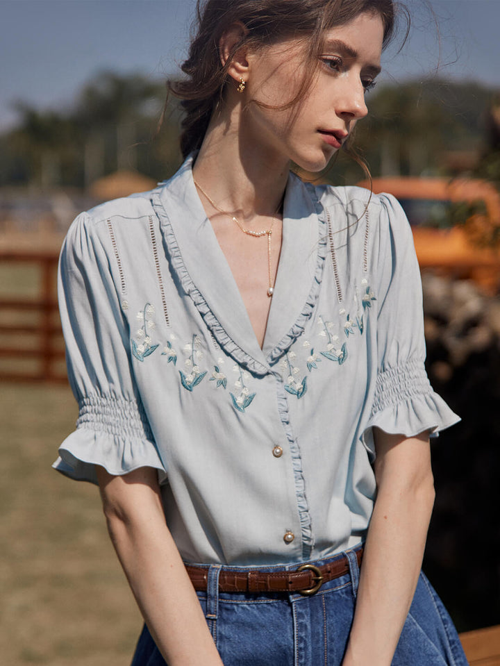 Telse | Bestickte Viskose-Bluse