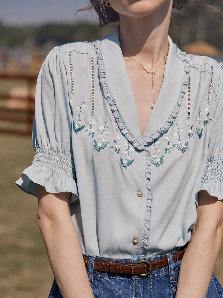Telse | Bestickte Viskose-Bluse