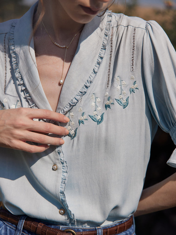 Telse | Bestickte Viskose-Bluse