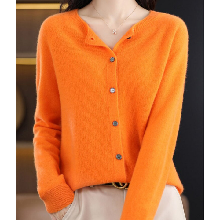 Abigail | Wolle Damen Strickjacke mit O-Ausschnitt