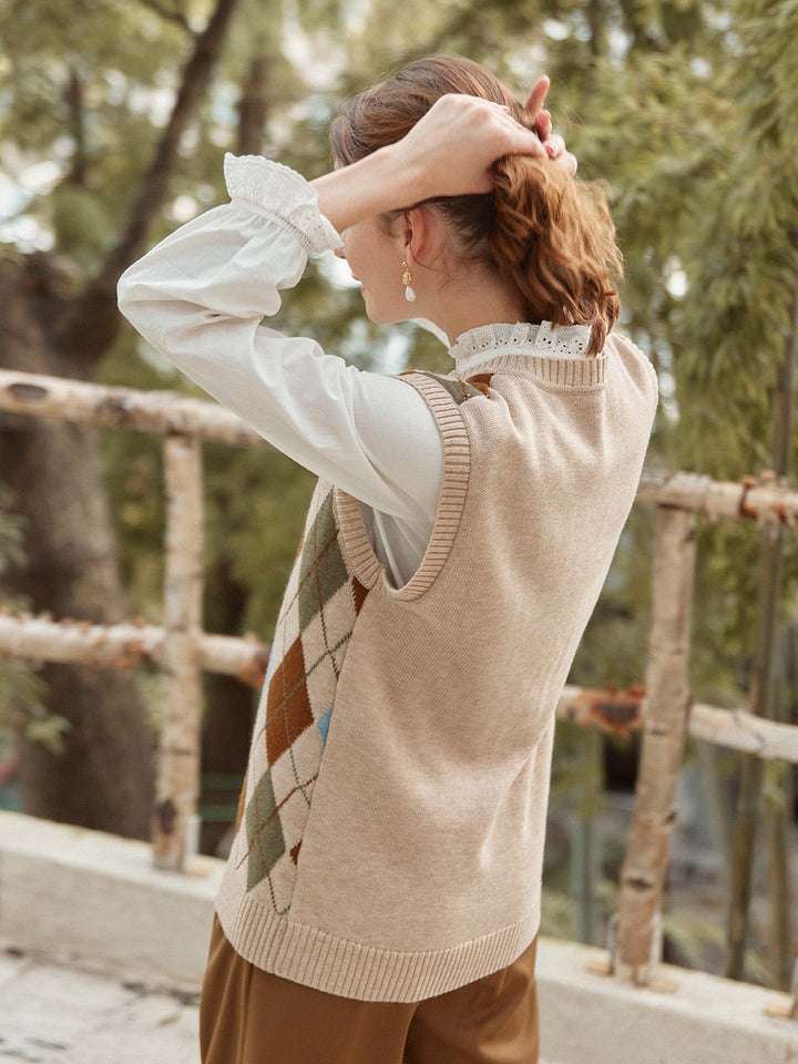 Yesim | Argyle Strickweste Damen
