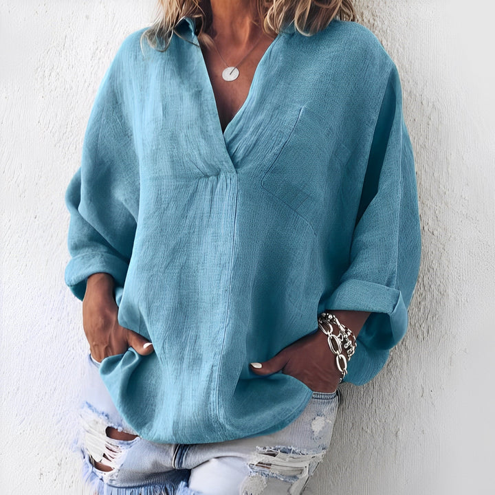 Fiorelle | Oversize Damenbluse mit V-Ausschnitt