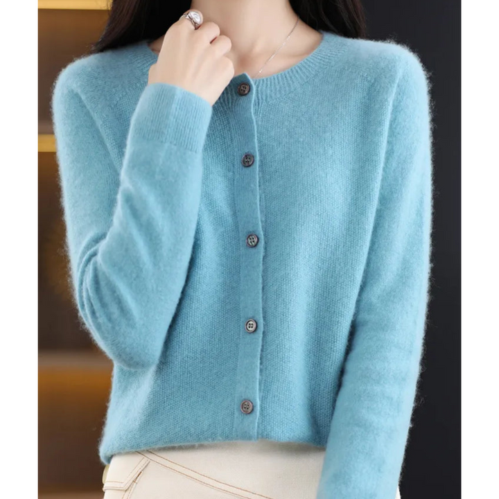 Abigail | Wolle Damen Strickjacke mit O-Ausschnitt