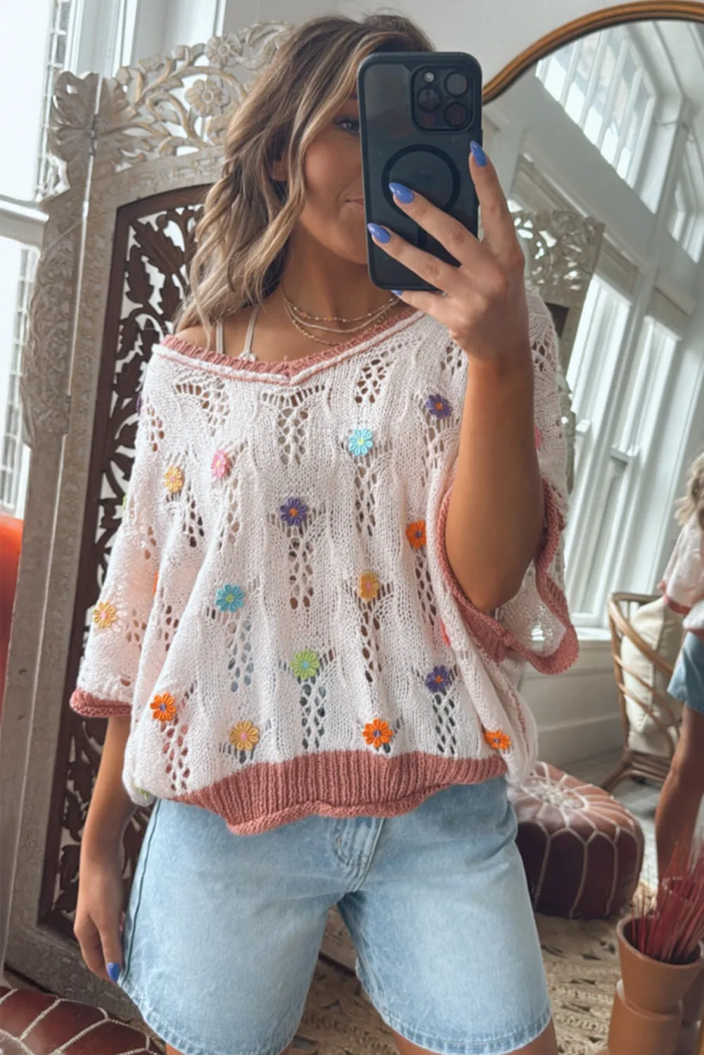 Irelia | Häkelpullover mit Stickerei Damen