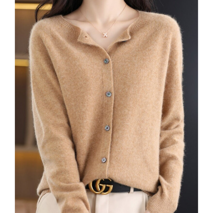 Abigail | Wolle Damen Strickjacke mit O-Ausschnitt