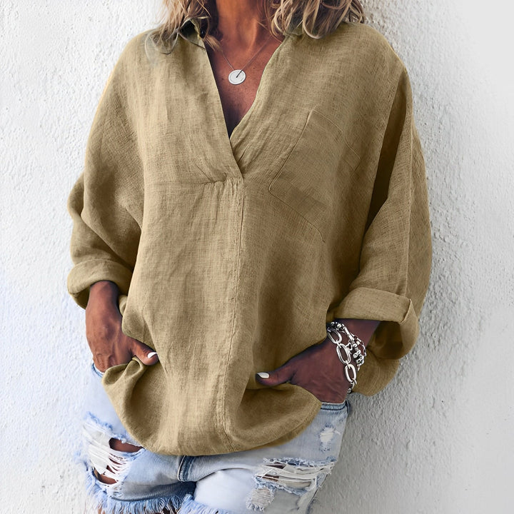 Fiorelle | Oversize Damenbluse mit V-Ausschnitt