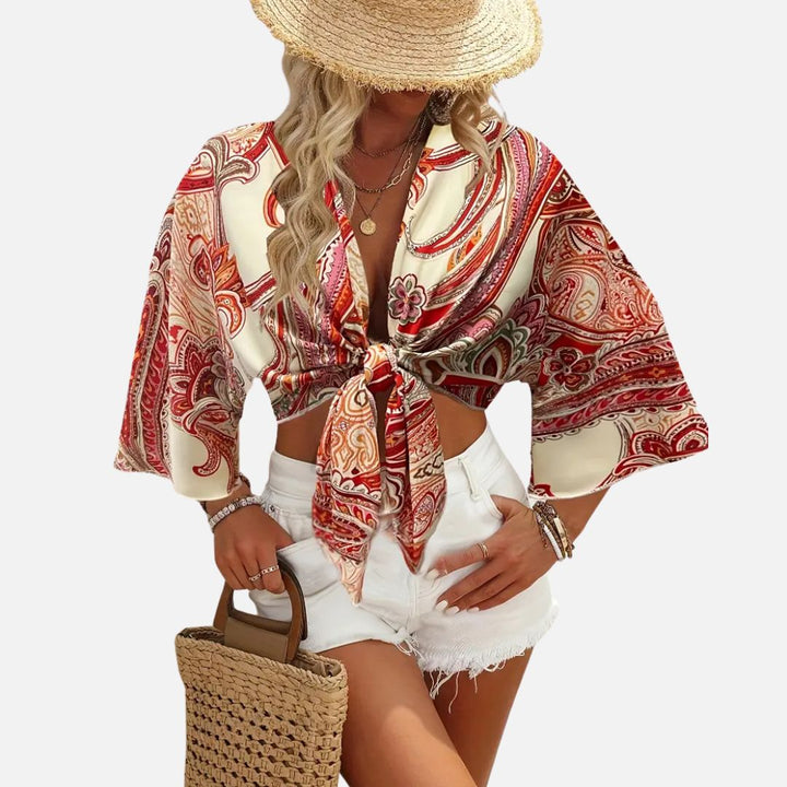 Xanthea | Boho-Bluse mit Krawatte für Frauen
