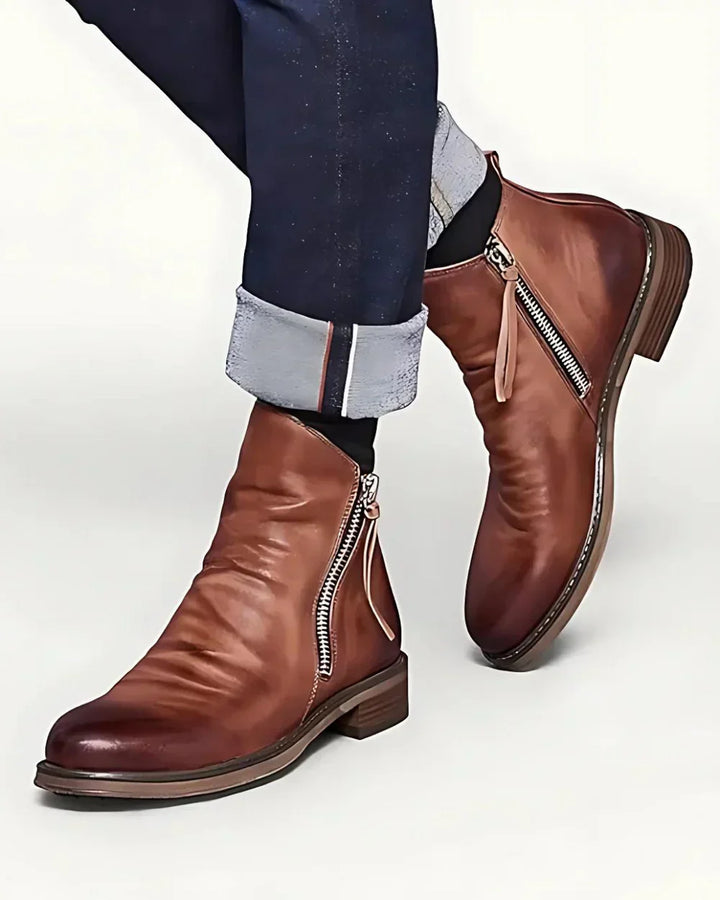 Donathan | Lederstiefelette mit seitlichem Reißverschluss