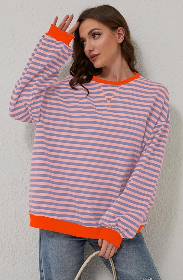 Celandine | Gestreifter Pullover in Übergröße für Frauen