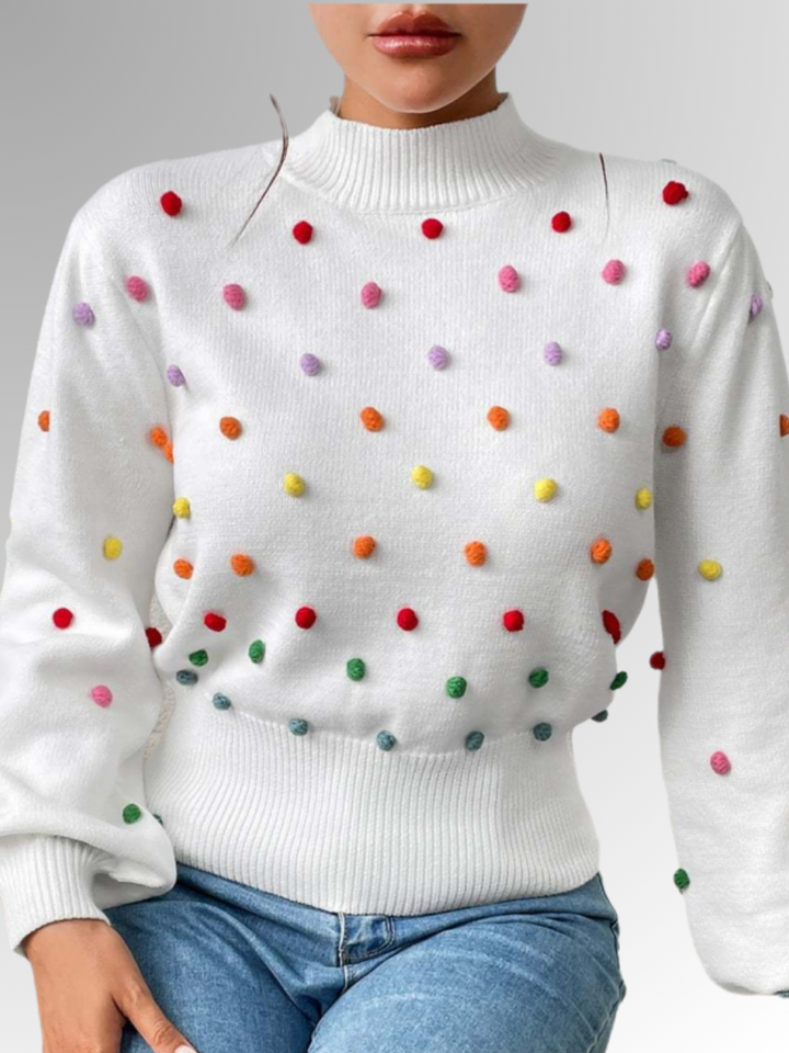 Olithia | Verspielter Pom-Pom-Pullover