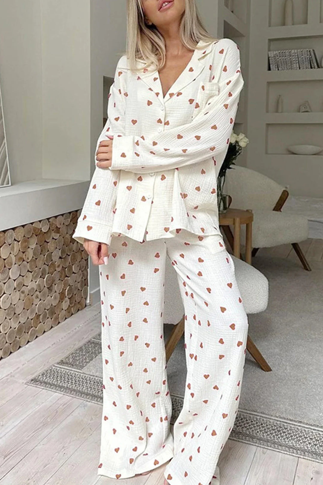 Carley | Zweiteiliger Pyjama mit kuscheligem Herzmuster