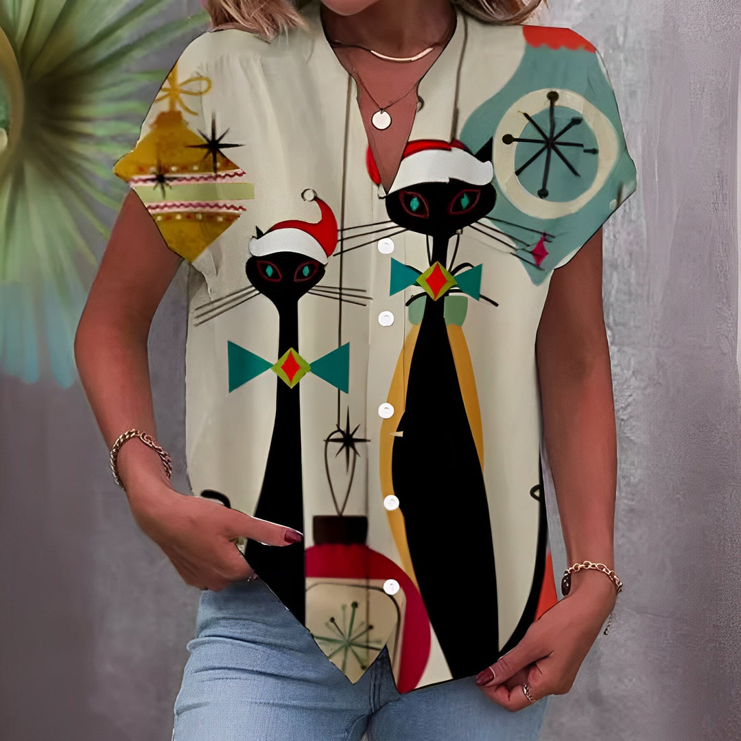 Kessira | Kurzarm-Blusenshirt mit Print