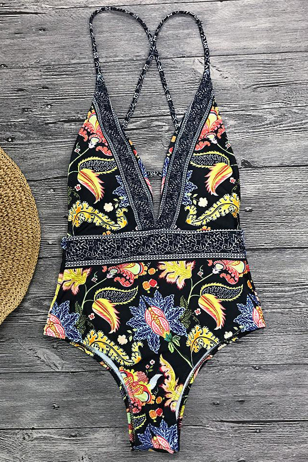 Helith | Boho Badeanzug mit V-Ausschnitt