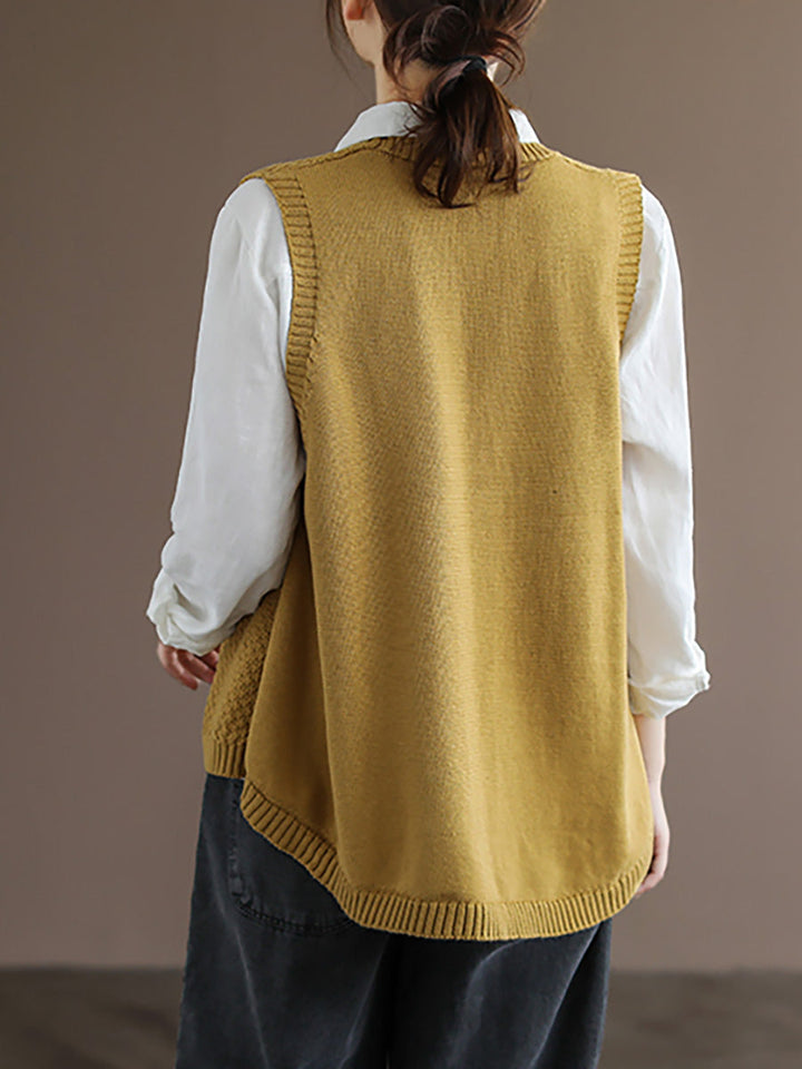 Lilwen | Damen Knopfleiste Strickweste Weste Pullover