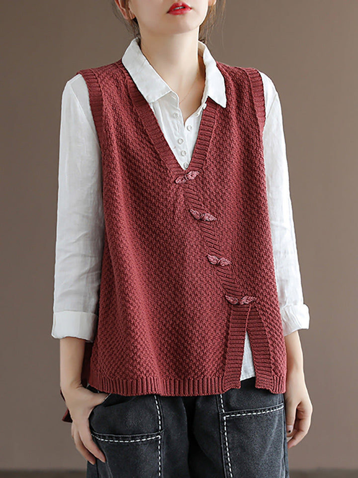 Lilwen | Damen Knopfleiste Strickweste Weste Pullover
