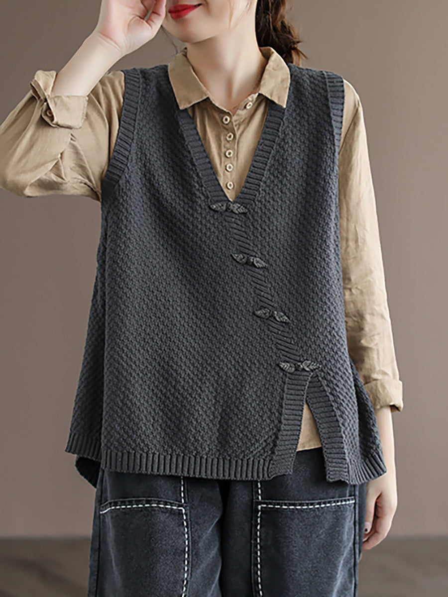 Lilwen | Damen Knopfleiste Strickweste Weste Pullover