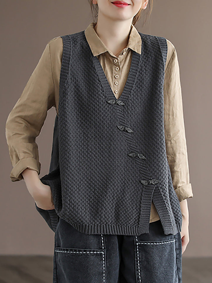 Lilwen | Damen Knopfleiste Strickweste Weste Pullover