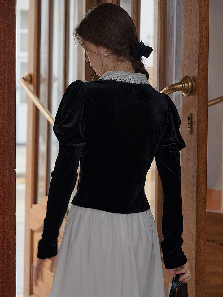 Wera | Elegante Spitzen-Samt Bluse