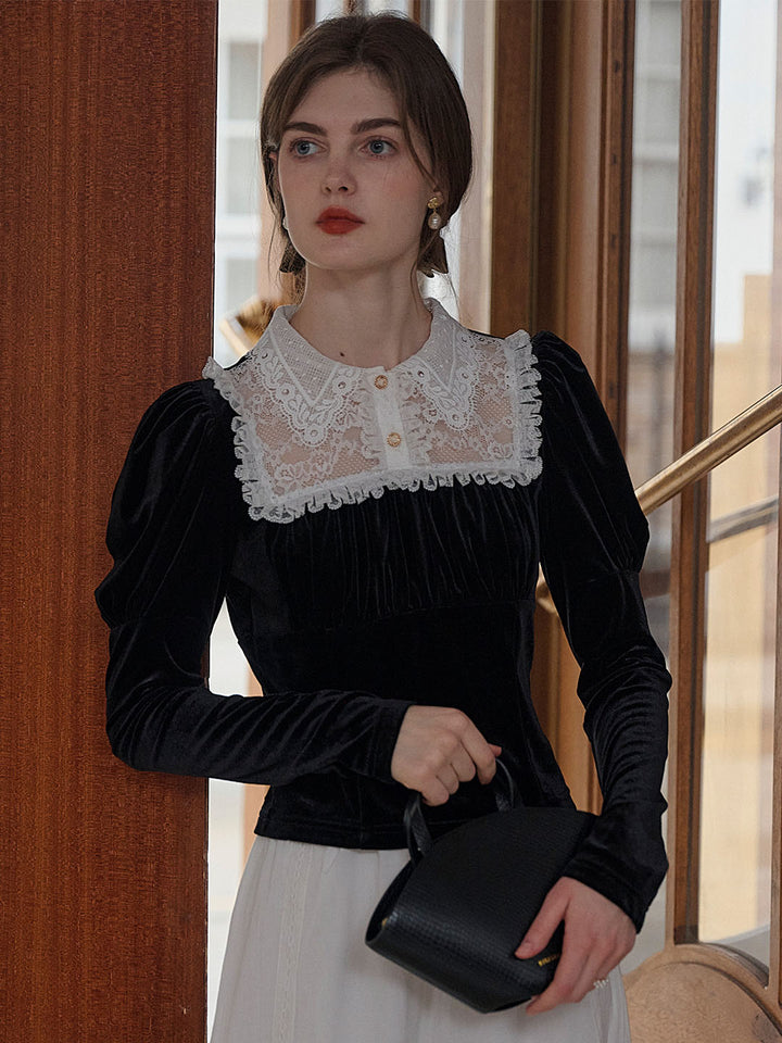Wera | Elegante Spitzen-Samt Bluse