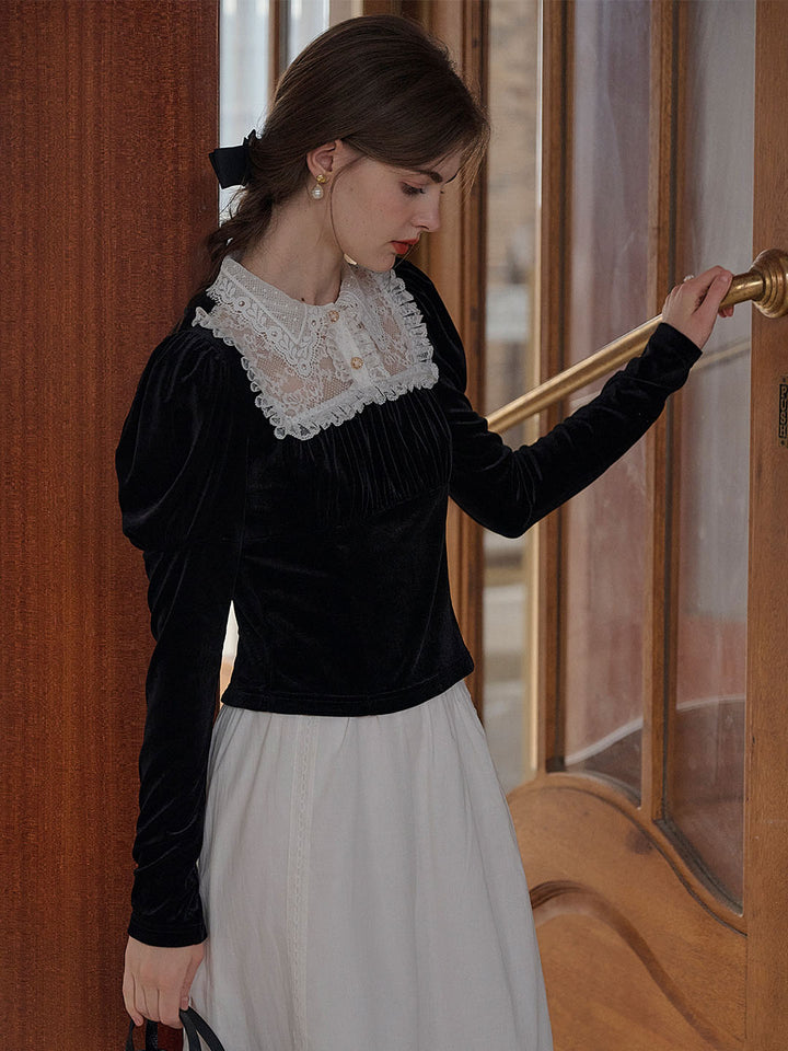 Wera | Elegante Spitzen-Samt Bluse