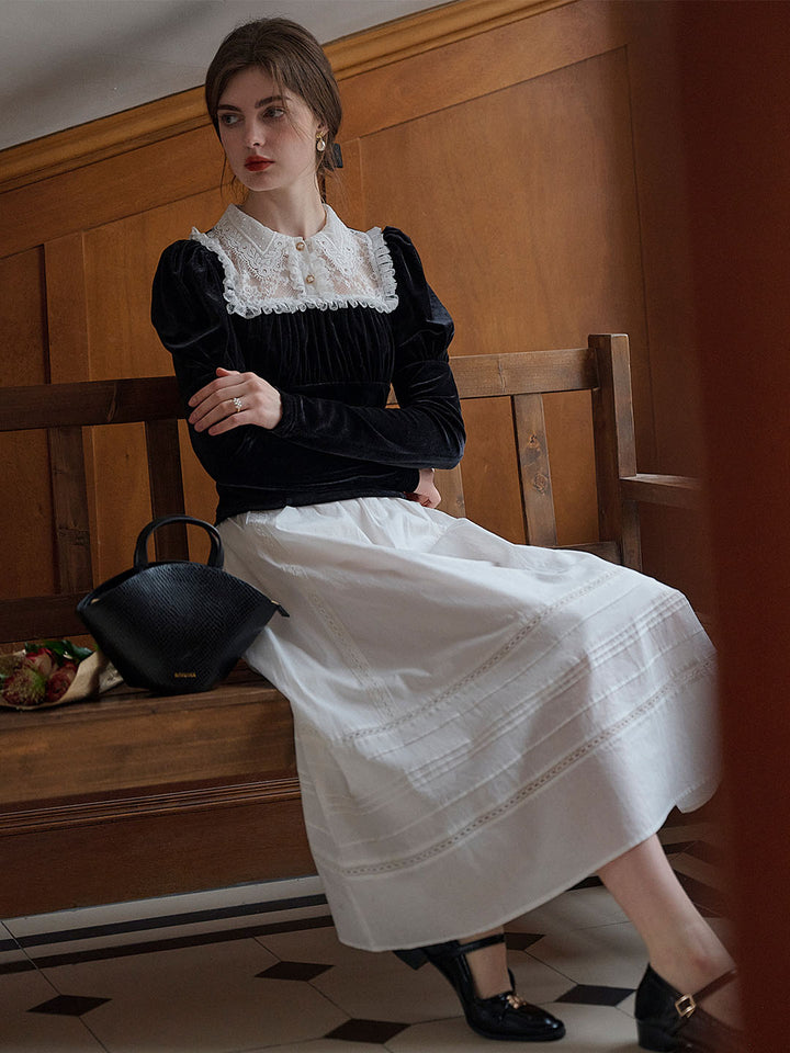 Wera | Elegante Spitzen-Samt Bluse