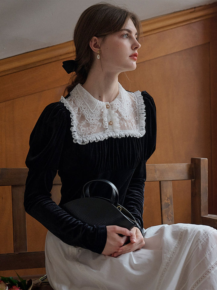 Wera | Elegante Spitzen-Samt Bluse