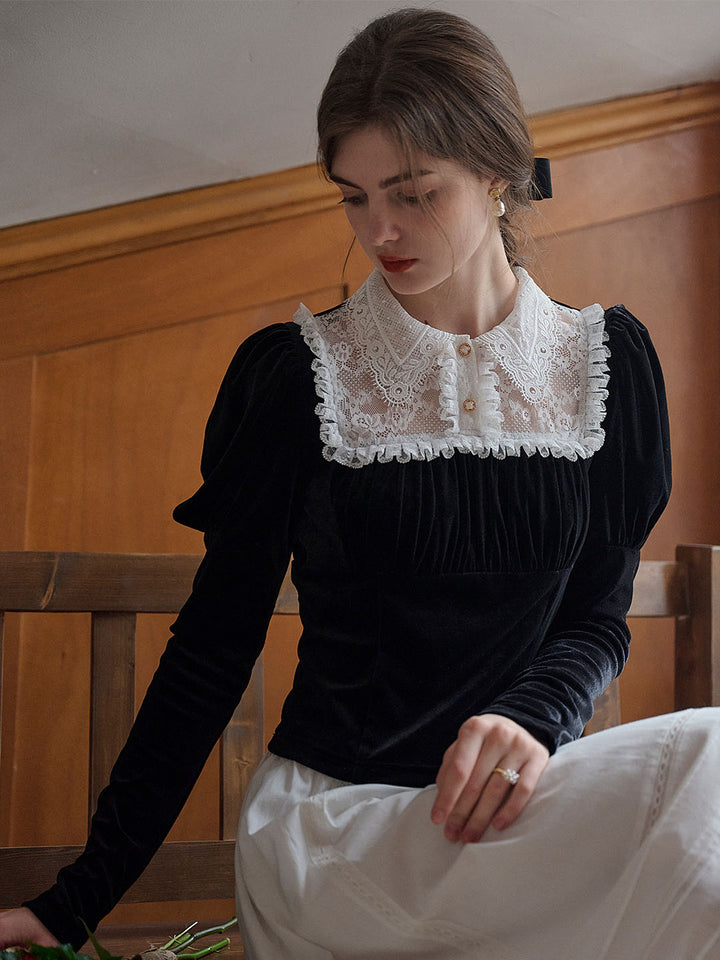 Wera | Elegante Spitzen-Samt Bluse