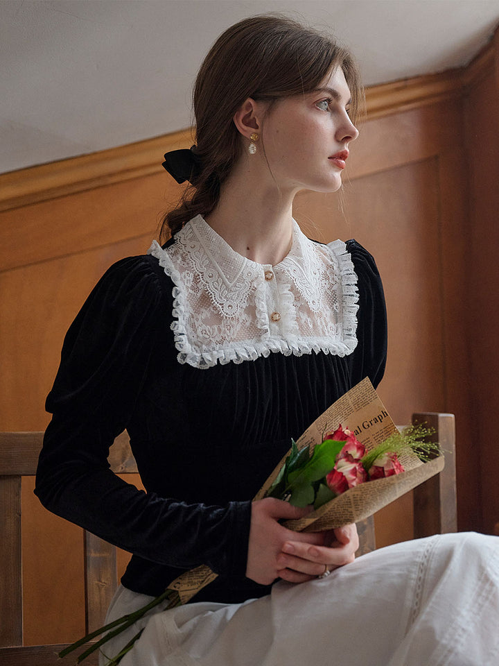 Wera | Elegante Spitzen-Samt Bluse