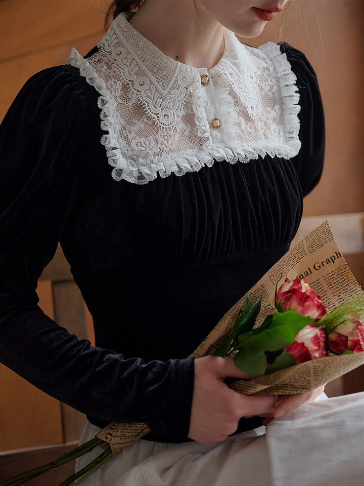 Wera | Elegante Spitzen-Samt Bluse