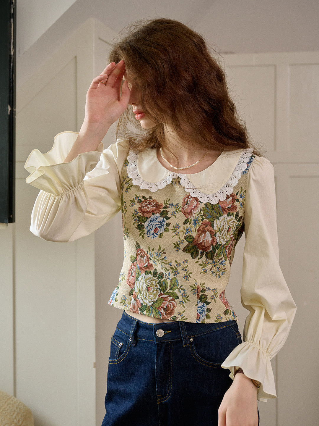 Zofia | Florale Spitzenbluse