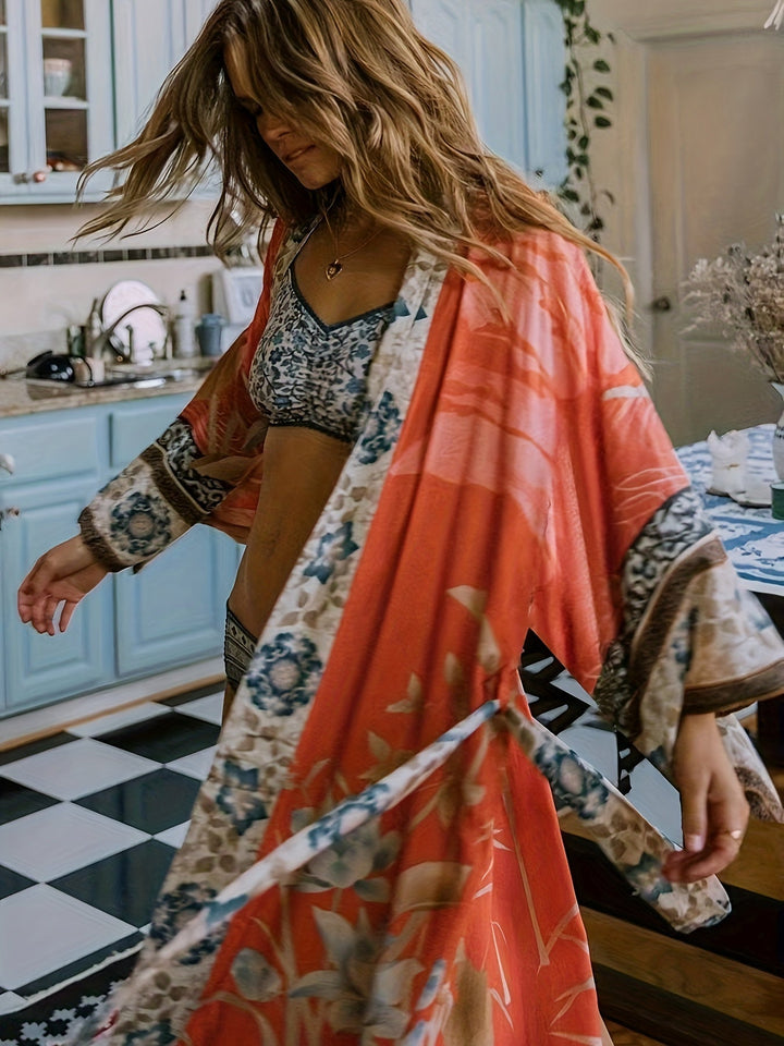 Patrizia | Langer Kimono mit Blumen