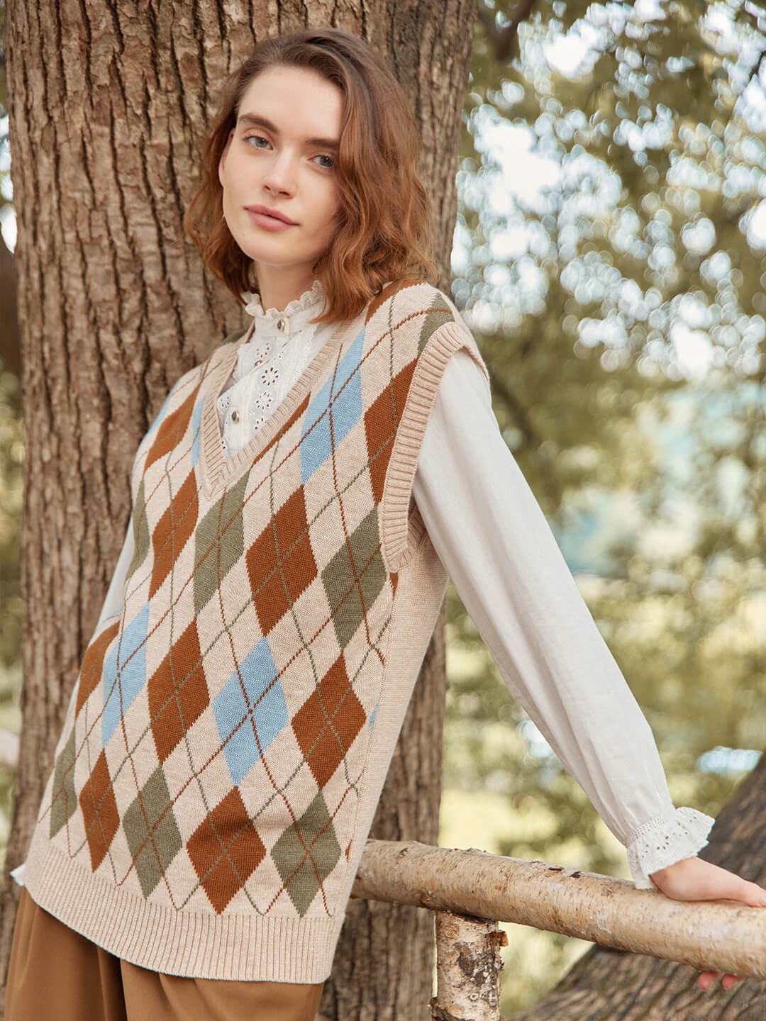Yesim | Argyle Strickweste Damen