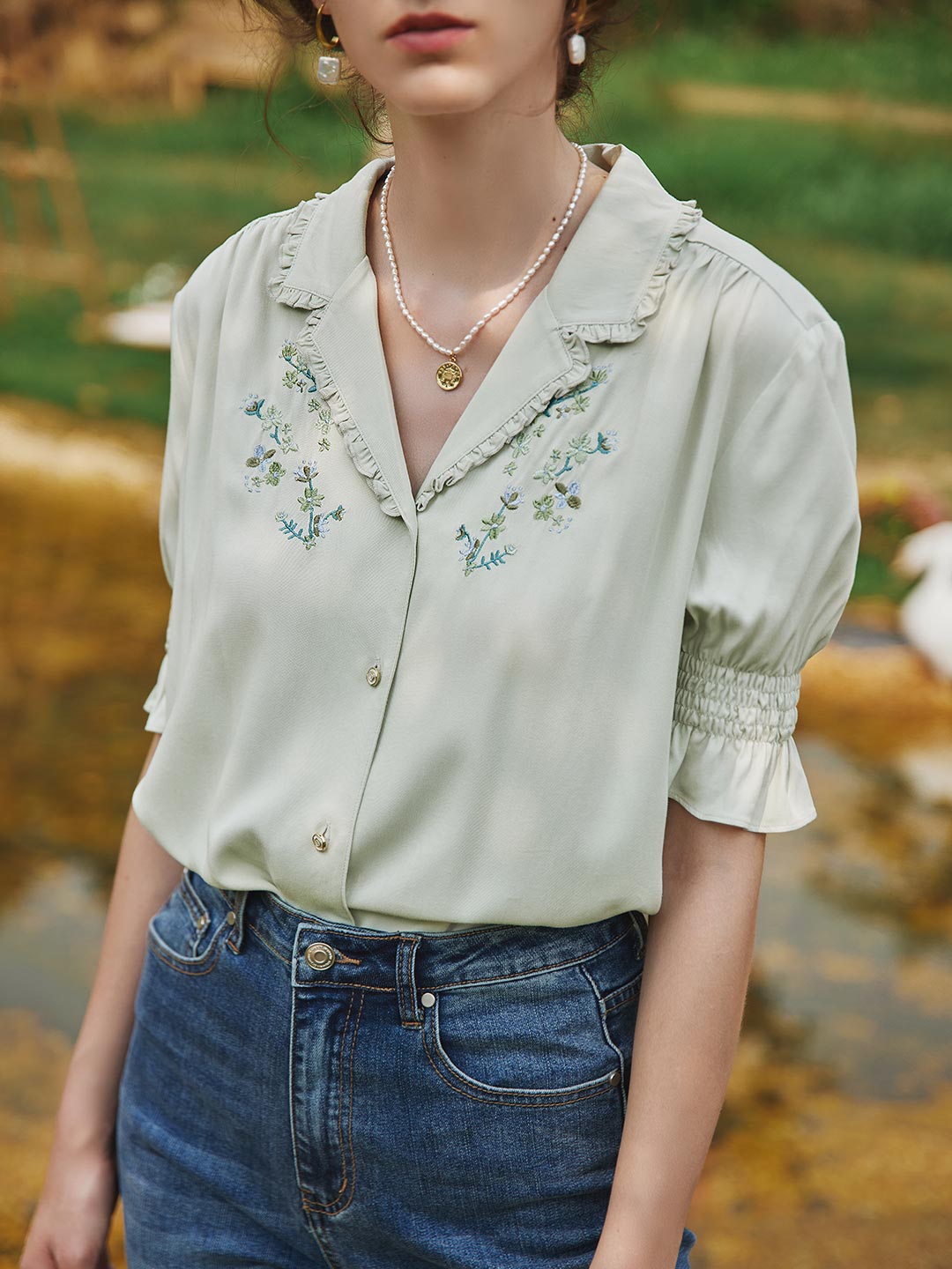 Telse | Bestickte Viskose-Bluse