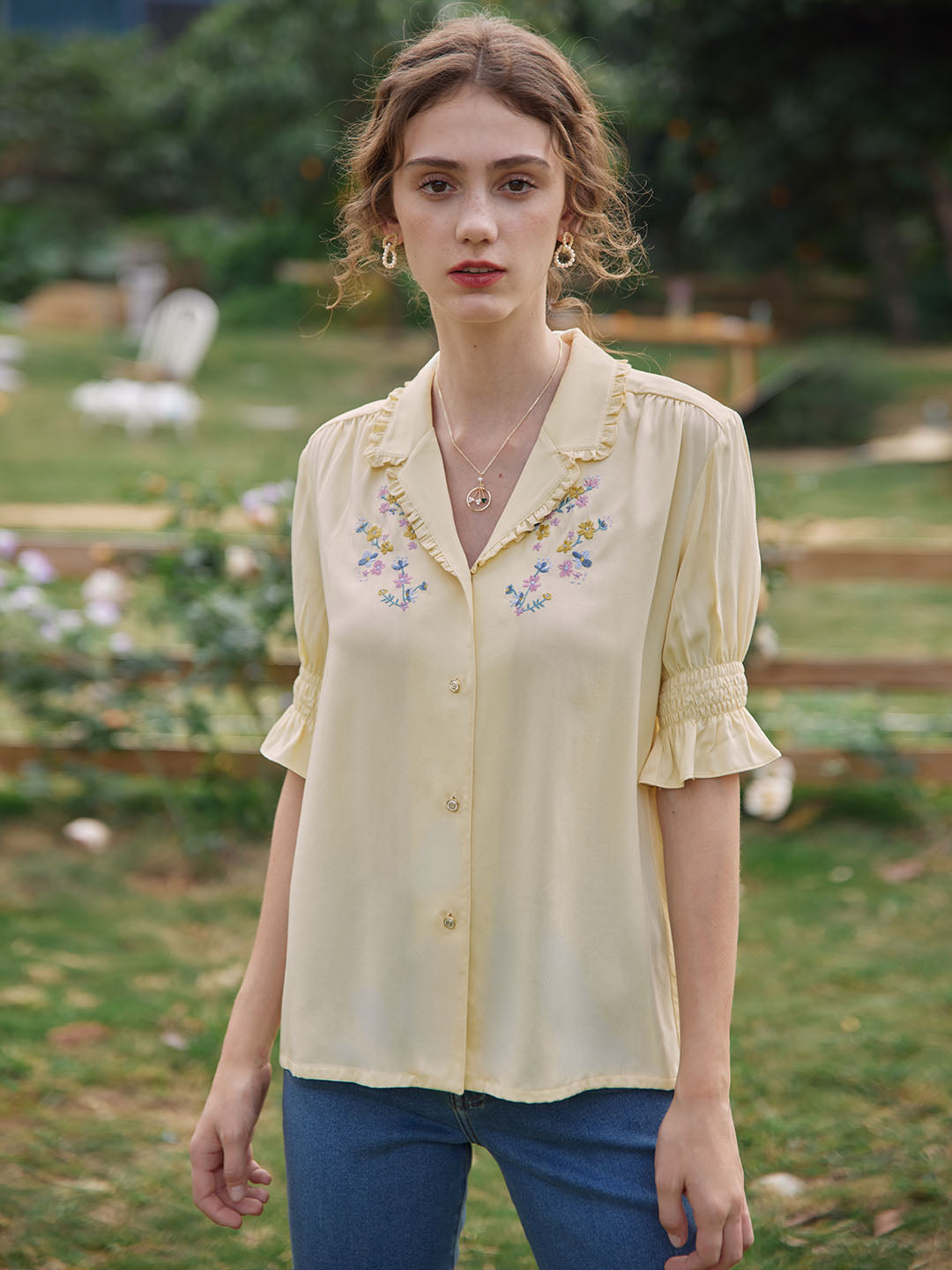 Telse | Bestickte Viskose-Bluse