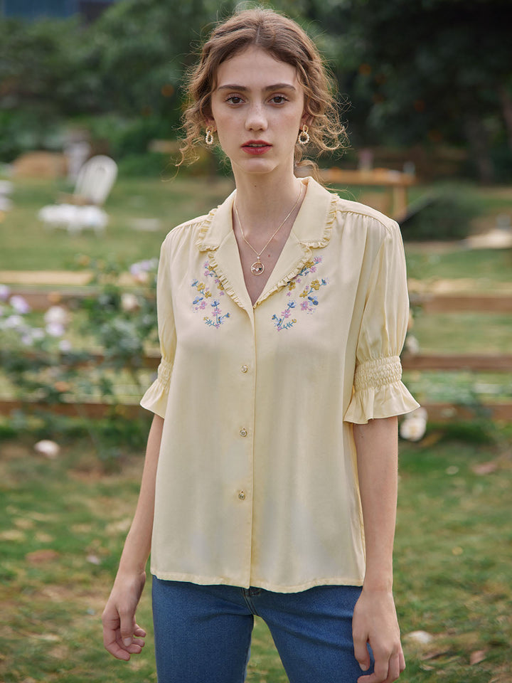 Telse | Bestickte Viskose-Bluse