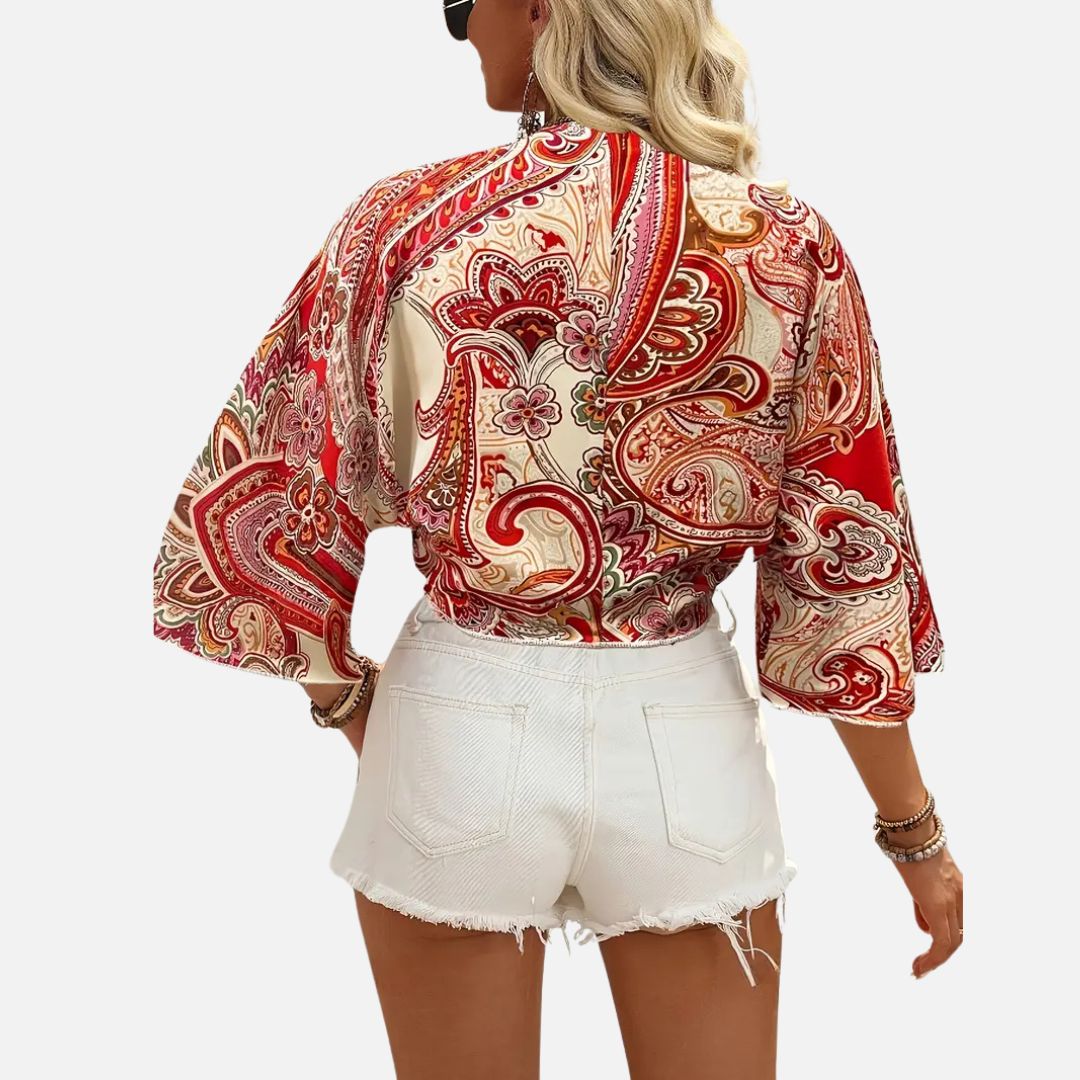 Xanthea | Boho-Bluse mit Krawatte für Frauen