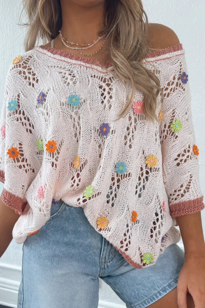 Irelia | Häkelpullover mit Stickerei Damen