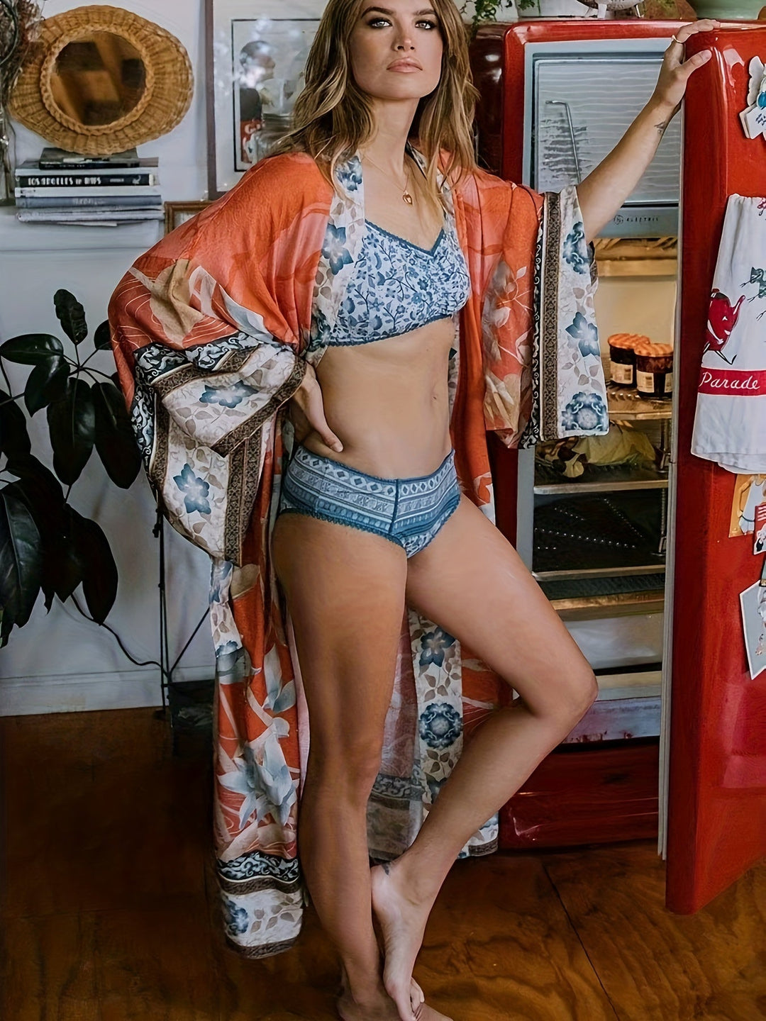 Patrizia | Langer Kimono mit Blumen