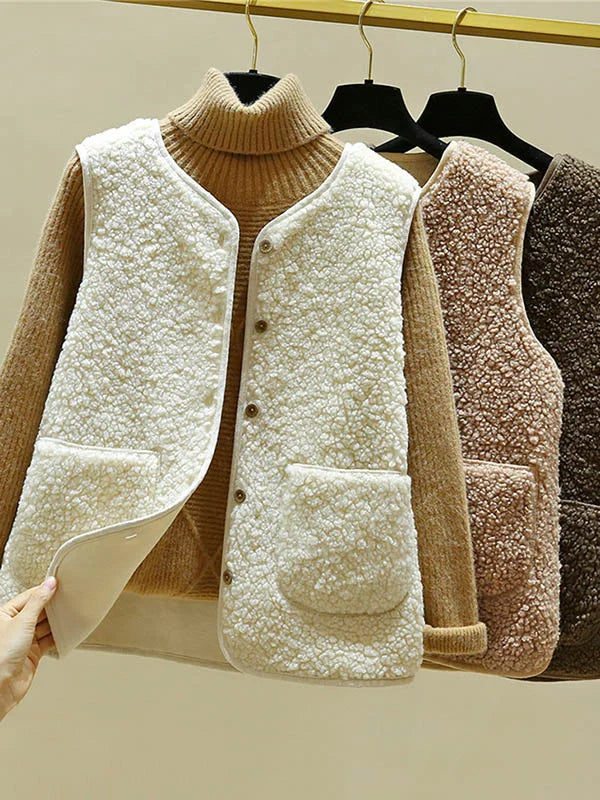 Cornelia | Warme ärmellose Strickjacke aus Lammwolle für Frauen