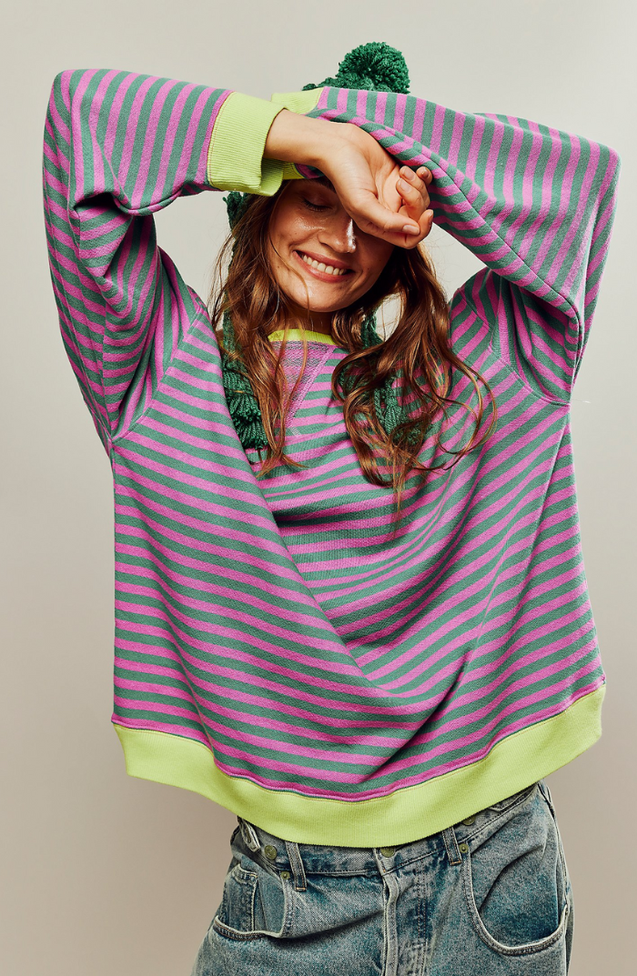 Celandine | Gestreifter Pullover in Übergröße für Frauen