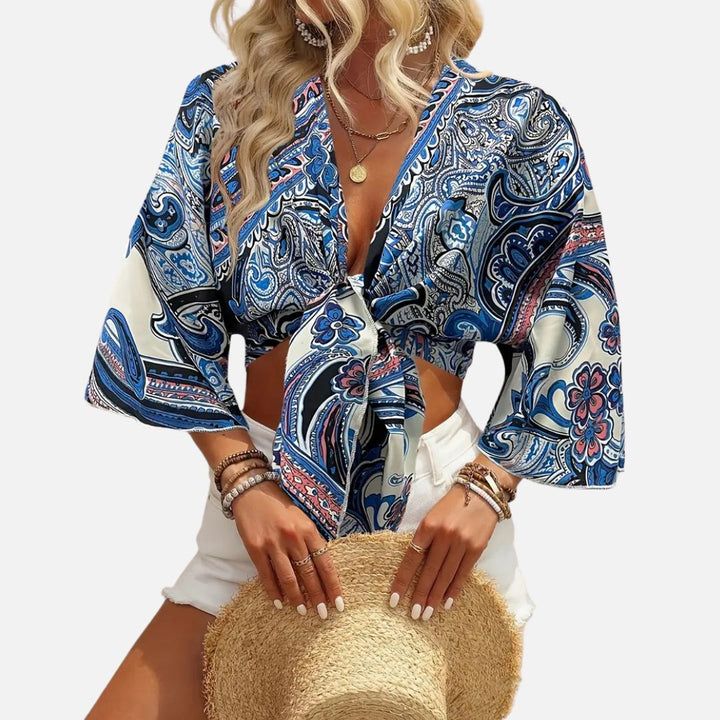 Xanthea | Boho-Bluse mit Krawatte für Frauen