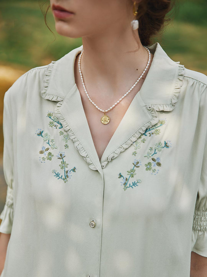 Telse | Bestickte Viskose-Bluse