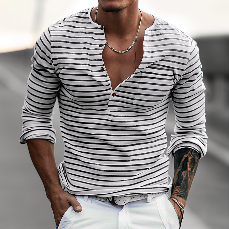 Varen | Gestreiftes Henley Langarmshirt