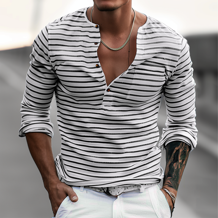 Varen | Gestreiftes Henley Langarmshirt
