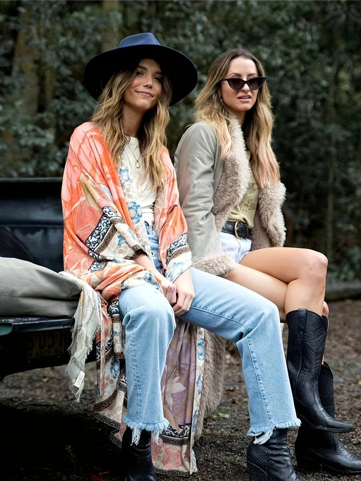 Patrizia | Langer Kimono mit Blumen