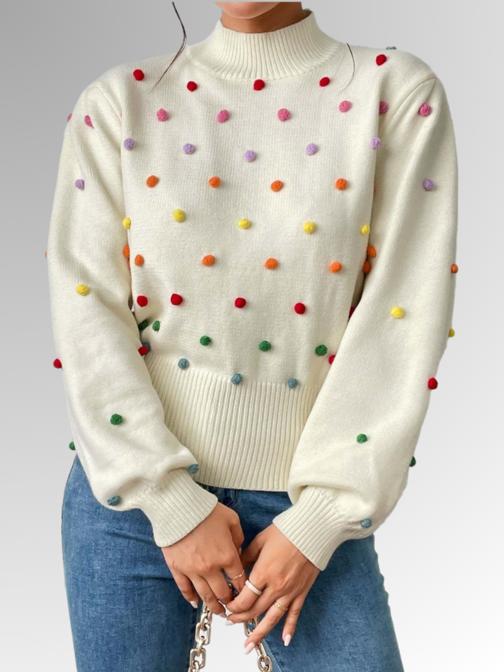 Olithia | Verspielter Pom-Pom-Pullover