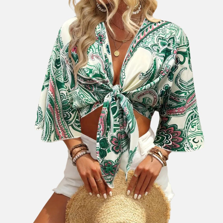 Xanthea | Boho-Bluse mit Krawatte für Frauen