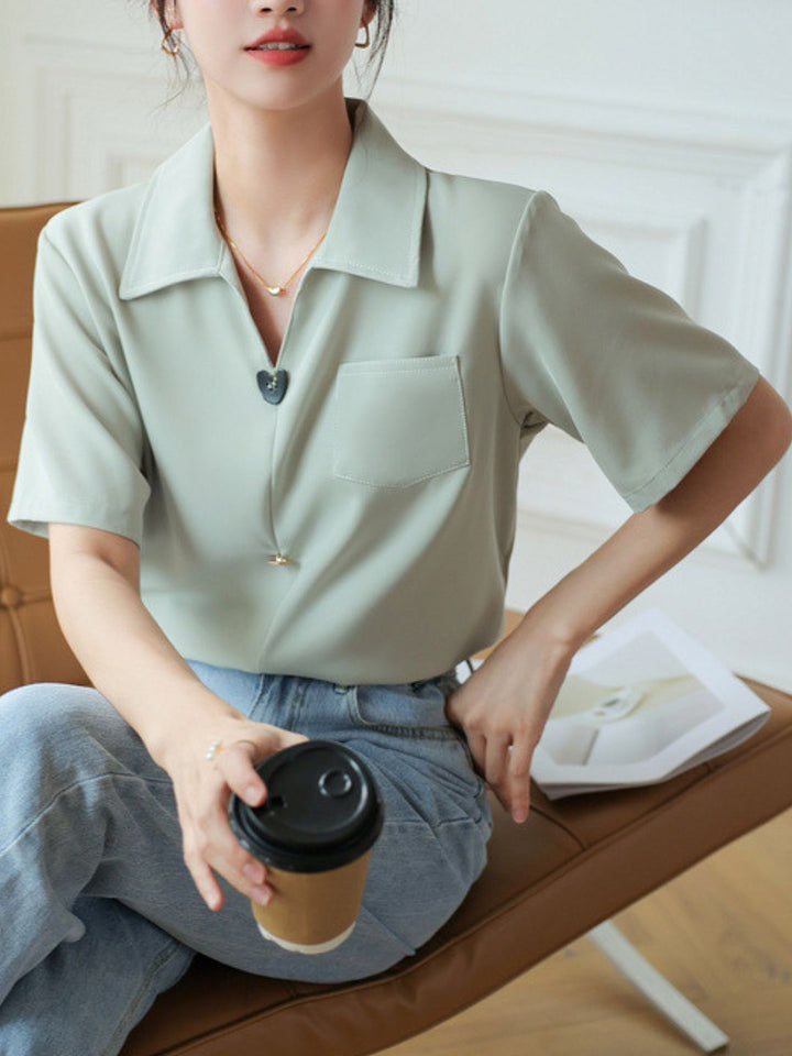Maelis | Kurzärmlige Bluse mit V-Ausschnitt