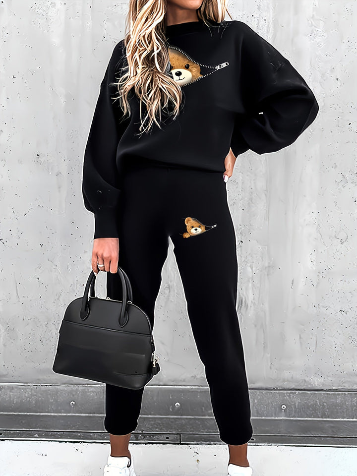 Winona | Damen-Sweatshirt-Set mit Teddybär-Aufdruck